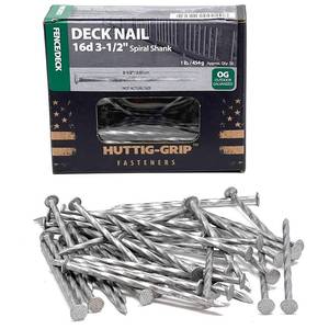 lot 12122 image: OHIY Huttig-Grip Fence Deck Nails 3-12 inches 16d for Wood Decking HGN16OGSTDK1 Spiral Shank Outdoor Galvanized Finish, 1 lb Pack of 52 Nails, Silver (Missing A Bunch Only 20)