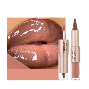 lot 12131 image: BAISEN DIARY 2-in-1 Double-Ended Matte Lip Liner & Lip Gloss Duo, Caramel Brown Nude Ombre Lip Combo Pencil, Lip Liner and Lipstick Gloss Set for Defined & Fuller Looking Lips, #06 Caramel Brown Nude