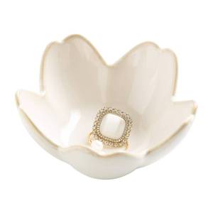 lot 12138 image: Flower Ring Holder Dish, Ceramic Jewelry Tray Dish, Small Trinket Dish, Jewelry Plate Bowl, Cute Jewlery Ring Holder Dish, Aesthetic Room Decor, Christmas Birthday Gifts for Women, 1 pack (white)