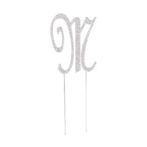 lot 12149 image: LOVENJOY Gift-Boxed 3 Rhinestone Letter M Cake Topper Silver