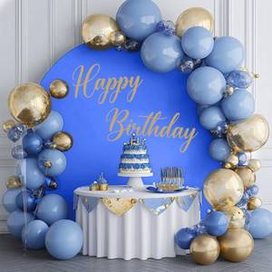 lot 12154 image: GALLETY Royal Blue 7.2FT Round Backdrop Cover for 5-7.2ft Stands - Polyester Adjustable Arch Decoration for Wedding, Party, Photography