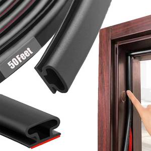 lot 12157 image: Black Rubber Weather Stripping Door Seal Strip, D Shape Door Rubber Weather Seal Strip, SelfAdhesive Weatherstripping Soundproofing Doors Sealing Strip for Windows (50 feet, Black)