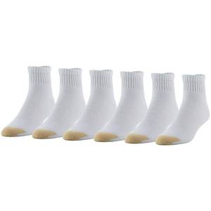 lot 12179 image: GOLDTOE Mens 656P Cotton Ankle Athletic Socks, Multipairs, White (6-Pairs), Large
