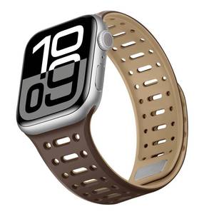 lot 12199 image: ZZDZZ Compatible with Apple Watch Band 49mm 46mm 45mm 44mm 42mm 41mm 40mm 38mm, Magnetic Silicone Sport Breathable Strap for iWatch Ultra 321 SE3 Series 11 10 9 8 7-1 (42414038, DL-Brown)