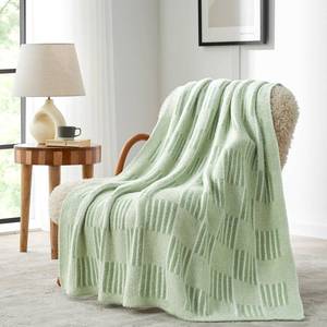 lot 12401 image: Snuggle Sac Sage Green Checkered Throw Blanket, Super Soft Reversible Cozy Warm Faux Fur Blankets for Couch Bedroom,Cute Lightweight Striped Throws for Women,Heather Sage Green,50x60 inches