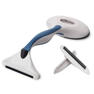 lot 12404 image: GLEENER Battery-Free 4-in-1 Fabric Shaver & Lint Brush  Ultimate Fuzz Remover  Adjustable Depiller Lint Remover for Clothing & Furniture (Slate Blue)