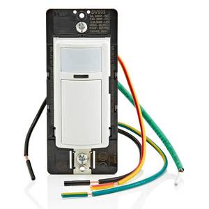 lot 12409 image: Leviton Decora Vacancy Motion Sensor In-Wall Switch, Manual-On, 5A, Works as Single Pole or 3-Way, DVS05-1LZ, WhiteIvoryLight Almond