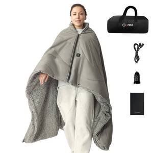 lot 12420 image: Ourea 12V Battery Operated Heated Blanket Cordless Electric Blanket with 20000mAh Power Bank Portable Heated Throw for Outdoor Camping Car Stadium Travel Home Sherpa Fleece Grey