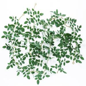 lot 12422 image: mizii 2 Strands Artificial Vines Garland 68 Fake Vine with Small Green Leaves Silk Rose Leaf Faux Hanging Plants Greenery Decorations for Bedroom Room Table Centerpieces Wedding Decor (Rose Leaves)
