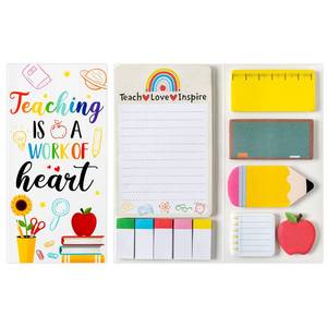 lot 12447 image: Xqumoi Teaching is A Work of Heart Sticky Notes Set Blackboard Self-Stick Note Pads Teacher Appreciation Gift Writing Memo Pads School Office Supplies