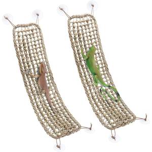 lot 15186 image: Silkfly 2 Pieces Bearded Dragon Hammock Lizard Reptile Climbing Lounger Seagrass Fiber Habitat Tank Accessories Jungle Toys for Hermit Crab Gecko Snake Iguana Amphibian