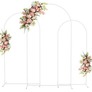 lot 15190 image: Fomcet Wedding Arch Backdrop Stand Set of 3 White Metal Arched Backdrop Stand 7.2FT & 6.6FT & 6FT Balloon Arch Frame for Wedding Ceremony Birthday Party Baby Shower Anniversary Decoration