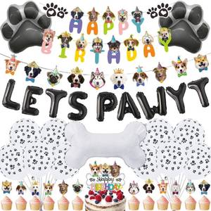 lot 16141 image: Dog Birthday Party Decorations Kit �� 60 Piece Puppy Let��s Pawty Supplies with Giant Paw Bone Foil Balloons, Happy Birthday Banner Paw-Print Balloons for Kids Pet Theme Decor