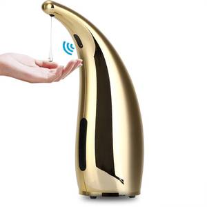 lot 16148 image: GULICA Automatic Soap Dispenser, 4 Levers Adjustable, Touchless Liquid Soap Dispenser, for Kitchen and Bathroom, with Infrared Motion Sensor, Waterproof, 300ml11oz Gold