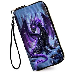lot 16149 image: RAUEDWDJS Womens Wallets,Credit Card Holder Money Leather Long Wallet with Wristlet,Large Capacity with Zip-Around Phone Purse for Women Ladies Girls,Cute Little Dragon