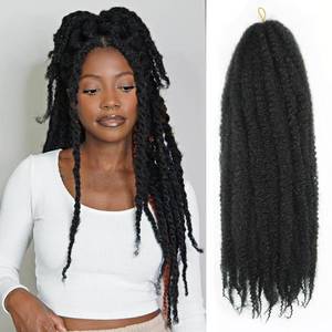 lot 16159 image: Vustbeauty Marley Twist Braiding Hair 24 Inch Marley Twist Hair Long Cuban Twist Hair 8 Packs Afro Kinky Curly Twist Crochet Hair Synthetic Marley Hair Extensions (24 Inch 8packs, 1B)