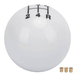 lot 16170 image: Qiilu Round Ball Gear Shift Knob, M12x1.25 Gear Shift Knob Head 5 Speed Wear with 3 Adapter Universal Automobile Accessory(White)