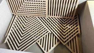 lot 17253 image: SnugLife 2 Pcs Wood Mountain Wall Art Large 23.5��x23.5�� Damaged see photos