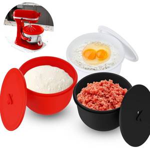 lot 17260 image: 3-Pack Silicone Bowl Liners with Lids for KitchenAid 6-Qt Bowl-Lift Bowls Only, 2mm Extra-Thick Premium Silicone, Built-In Air Vents for Dough Proofing, Dishwasher Safe, BPA-Free