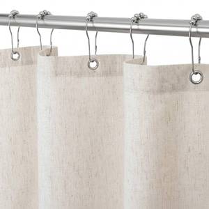 lot 17262 image: WELTRXE Linen Shower Curtain, Fabric Shower Curtain Set, Rustic Bathroom Decor, Heavy Duty Fabric Water Repellent with 12 Rust-Proof Metal Hooks, for Bathroom Hotel Bathtub, Beige, 72x72 Inch