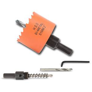 lot 18423 image: VIKITON 2 inch Hole Saw with Arbor for Cutting Metal Wood and Plastic, 51mm Bi-Metal Hole Cutter for Different Project with Smooth and Flat Drilling Edge, Fast Chip Removal