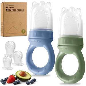 lot 18430 image: KeaBabies Baby Fruit Feeder 2pk - Silicone Baby Food Feeder for Babies 6-12 Months, Breast Milk Popsicle Teether, Weaning, Pacifier, Freeze Frozen Solid Food, Infant Feeding Essential (Slate)