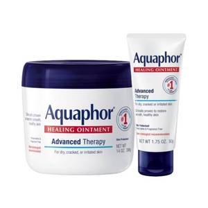 lot 18443 image: Aquaphor Healing Ointment Advanced Therapy Skin Protectant Skin Care Set, Body Moisturizer for Dry Skin, Minor Cuts and Burns, Dry Cuticles, Cracked Heels, Hands and Lips, 14 Oz Jar  1.75 Oz Tube