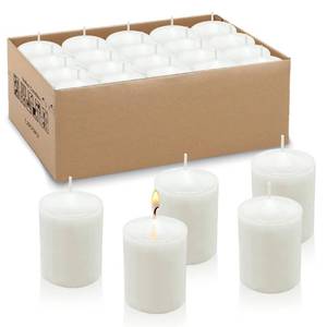 lot 19035 image: Amusaer White Votive Candles, 20 Packs Unscented Wax Candles for Wedding, Party & Home (15 Hour), 1.5D x 2.25H