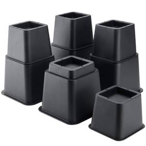 lot 19949 image: BTSD-home Bed Risers 8 Inch Adjustable, 4-Pack Stackable Furniture Risers, 3, 5, 8 Inch Height, Heavy Duty for Under-Bed Storage, Couch, Desk and Table Legs, Black