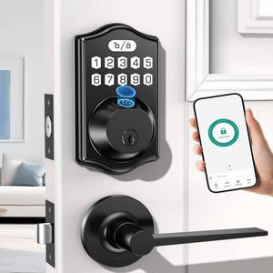 lot 19956 image: keyless Entry Door Lock deadbolt with Handle Set- Front Door Fingerprint Smart Locks with 2 Lever Handles-Keypad Code Deadbolt -App Control,Auto Lock,Easy to Install