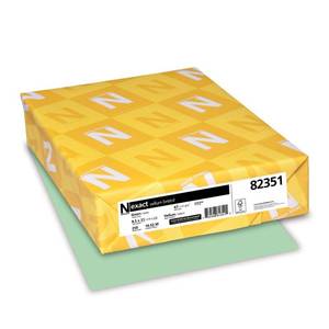 lot 19961 image: Wausau Paper 82351 Neenah Exact Vellum Bristol, 67 lb, 8.5 x 11 Inches, 250 Sheets, Green