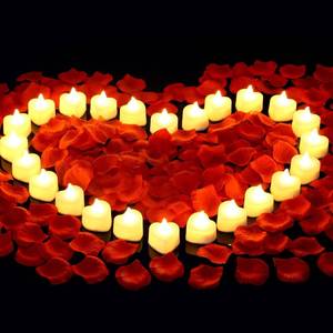 lot 19964 image: cridoz 2000 Pieces Artificial Rose Petals with 24 LED Tea Lights Candles, Romantic Decorations Special Night Set for Night, Valentines Day, Wedding Anniversary or Table D�cor, Warm White