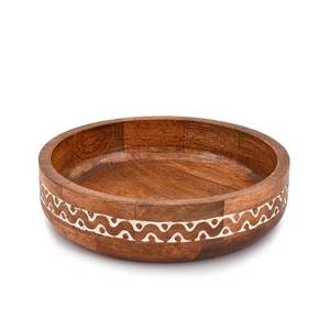 lot 19977 image: Samhita Mango Wood Round White Decorative Bowls for Rustic Home Decor Table Centerpieces Home Party Wedding D�cor (10 x 10 x 2.5)