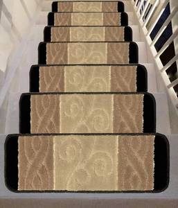 lot 19979 image: Gloria Rug High Pile Skid-Resistant Rubber Backing Gripper Carpet Stair Treads - Washable Stair Mat (Set of 7), 8.5 x 26 (2203 BGE)��