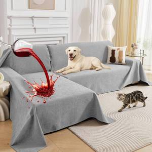 lot 19987 image: Deep Dream Sectional Couch Covers, 2 Pieces 100% Waterproof L Shaped Sofa Cover, Non Slip Couch Cover for Dogs Cats Washable, Pet Friendly Sofa Slipcovers Furniture Protector (XX-Large, Light Grey)