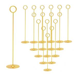 lot 20005 image: Urban Deco 16PK Gold Table Number Holders Place Card Holders 12 Inch Table Card Holders Steel Card Holders for Photos, Food Signs, Memo Notes, Weddings, Restaurants, Birthdays