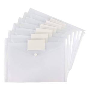 lot 20007 image: 6 Pack Clear Document Folders Plastic Envelopes Poly Envelopes File Envelopes with Label Pocket and Snap Button for Home Work Office Organization, Letter SizeA4 Size, White