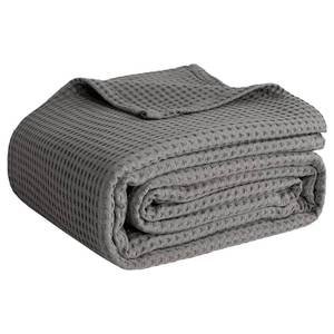 lot 20038 image: 100% Cotton Blankets for Bed - Waffle Weave Blankets for Summer, Lightweight and Breathable Soft Woven Blanket for Spring (Dark Grey, Throw (50 x 60))