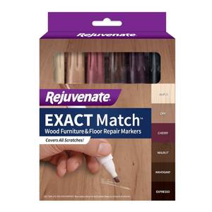 lot 20054 image: Rejuvenate Exact Match Wood Furniture & Floor Repair Markers, 6 Count, Brown Markers Cover All Scratches, Scuffs And Damage To Wood Furniture And Flooring