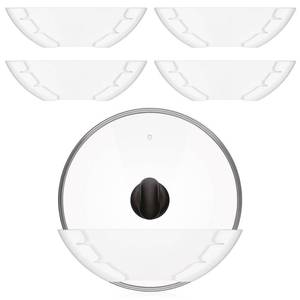 lot 20083 image: Josojoou 5 Pcs Universal Pot Lid Organizer for Cabinet, Pan Lids Holders Inside Cabinet Door, Wall Mount Pots Lid Organizers Rack for Kitchen, Fits 6 to 13.5(White)