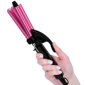 lot 20095 image: FARERY Mini Waver Curling Iron, 12 Inch, Hair Crimper for Women Beach Waves, Keratin & Argan Oil Infused, Dual Voltage, Pouch Bag