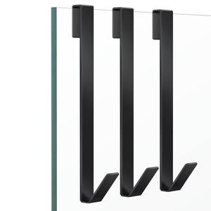 lot 20097 image: FUMAX Shower Door Hooks 12 in, Shower Hooks for Towels, Heavy Duty Drilling-Free Extended Towel Hooks for Bathroom Frameless Glass Door, Over The Door Towel Hooks 3 Packs Black
