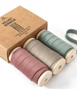 lot 20101 image: Vitalizart Velvet Ribbon Red Green Set 38 x 15 Yd Wooden Spool Fabric Trim 3 Rolls  5 Yd for Christmas Wreath Decoration Handmade Craft Ornaments Gift Wrapping & Bow Making