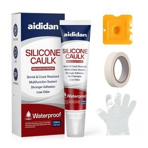 lot 20102 image: Silicone Caulk 4.23 Fl Oz for Kitchen & Bathroom - White, Waterproof Silicone Sealant for Window Toilet Sink Door Caulking Sealant Stronger Adhesion Shrink & Crack Proof (1 Pack)