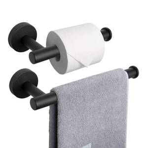 lot 20114 image: NearMoon Bath Toilet Paper Holder Hand Towel Holder, 2 Pieces Bathroom Hardware Set- Premium 304 Stainless Steel Toilet Roll Holder and Towel Rack Wall Mounted for Kitchen (Matte Black)