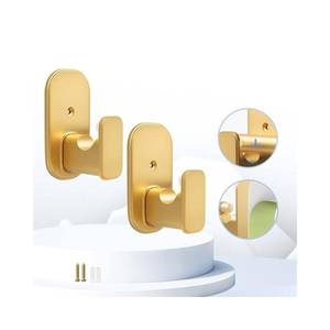 lot 20117 image: TKZTKZ No Drill Curtain Rod BracketsSelf Adhesive Curtain Rod Holders for Rods 58 Peel and Stick Curtain Rod Hooks for Bathroom,Kitchen,Dorm,Door,Gold,2 PCS(No Drill AdhesiveDrilling Hardware)