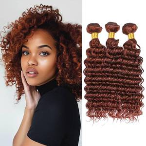 lot 20129 image: Giginger Bundles Human Hair 300g 10 12 14 Inch Reddish Brown Deep Wave Bundles Color 33 Human Hair Deep Wave Unprocessed Quick Weave Soft Sewn In Hair Extensions for Black Women