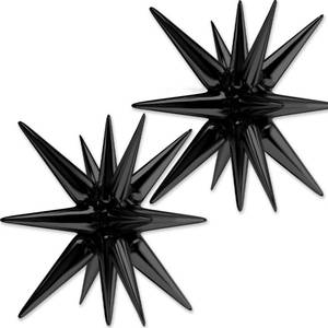 lot 20139 image: PartyWoo Black Star Foil Balloons 2pcs 42 Inch Large Spike Explosion Mylar Balloons for Graduation Birthday Engagement Wedding Anniversary Bridal Shower Bachelorette Retirement Party Decorations