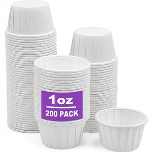 lot 20494 image: CAMKYDE 200 pcs Ketchup Cups Small Paper Cup 1 oz, Leak-Proof Food Safe Disposable Condiment Cups Sample Medicine Cup (Pack of 200)