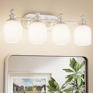 lot 11608 image: Koonjinn Brushed Nickel Vanity Light Fixture